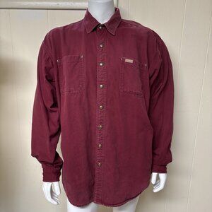 Carhartt Canvas Shirt Jacket Mens XL Tall Dark Red S96 Flannel Lined Snap Front